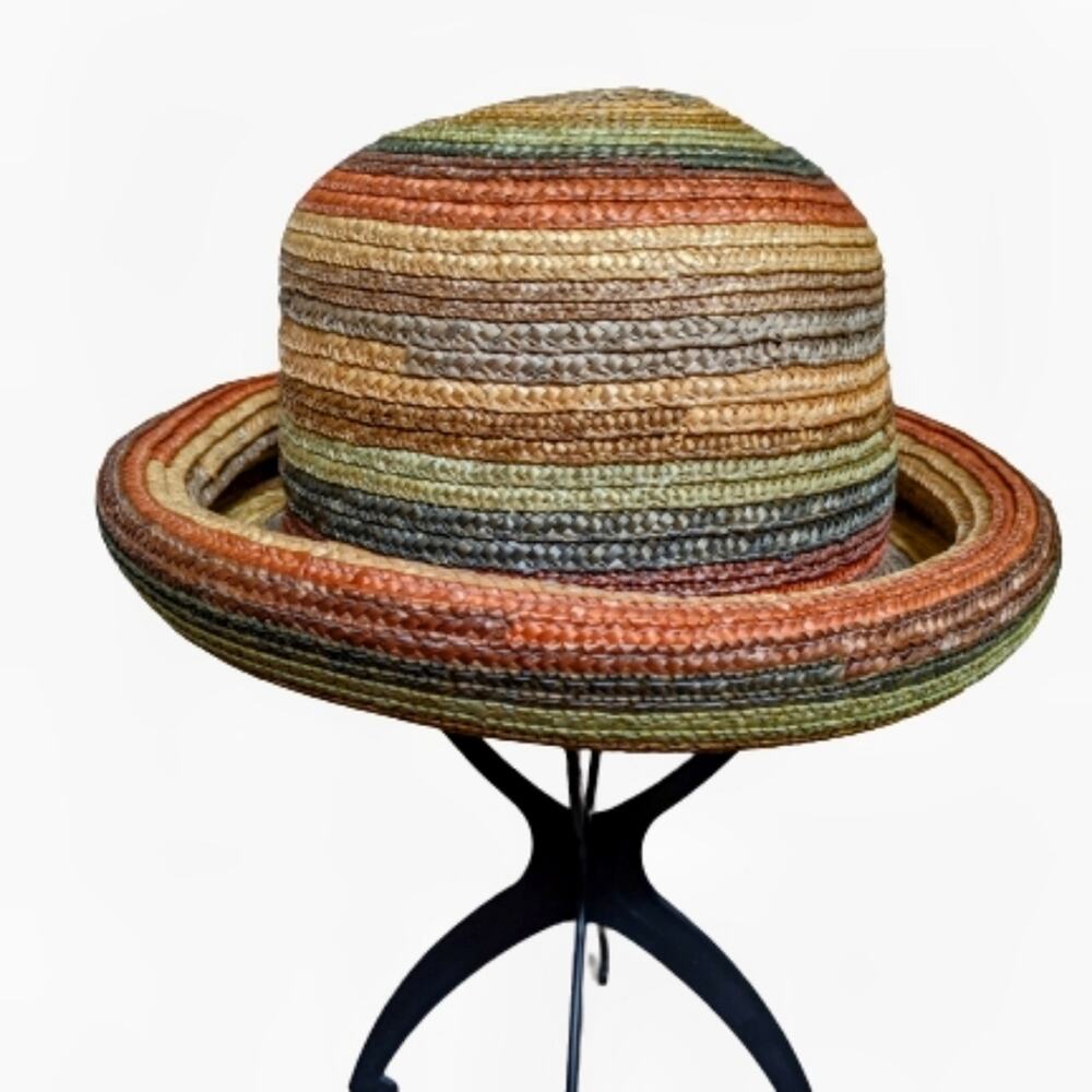 Scala Rolled Brim Rainbow Straw Hat - image 5